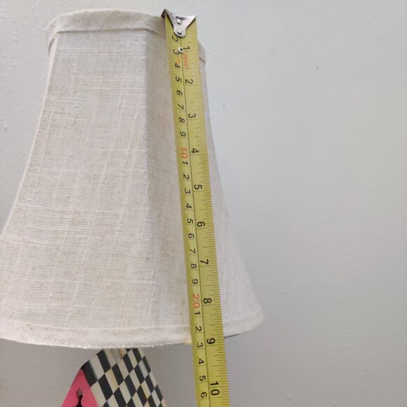 Whimsical Courtly Check Bird House Lamp Shade Hand Painted Checkered Floral - Picture 14 of 16